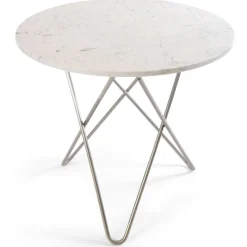 O Dining Table Matbord Ø100 cm, Stål/Vit marmor