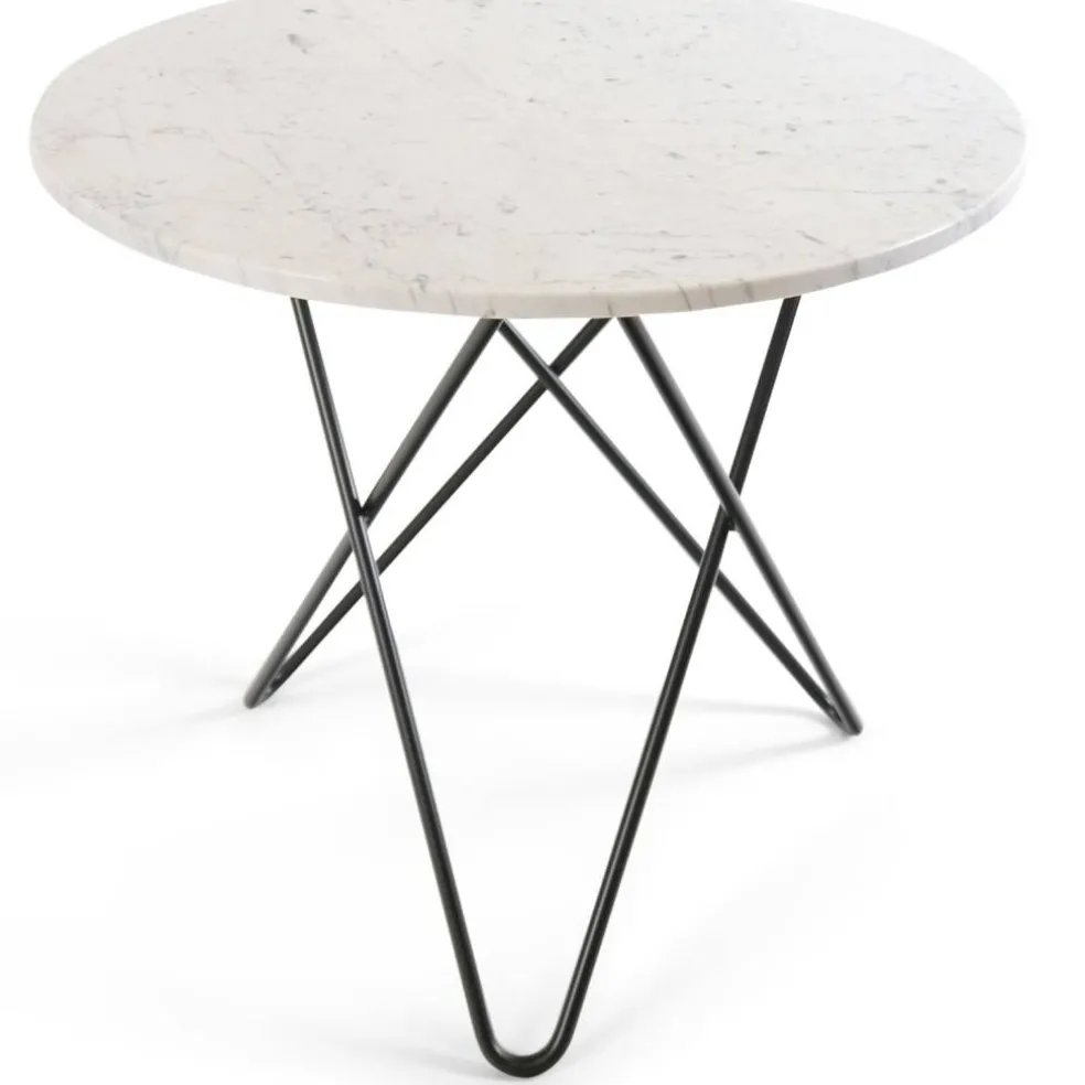 O Dining Table Matbord Ø100 cm, Svart/Vit marmor