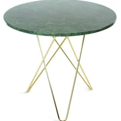 O Matbord 80 cm, Mässingsunderrede, Grön Marmor