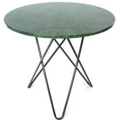 O Matbord Ø80 cm, Svart Underrede, Grön Marmor