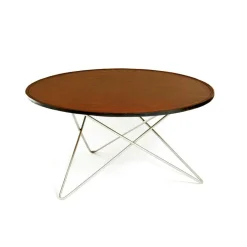 O Table Soffbord Ø80 cm, Stål/Konjak läder