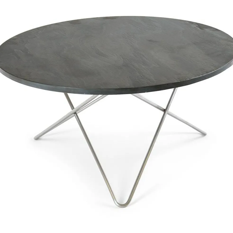 O Table Soffbord Ø80 cm, Stål/Rustik skiffer