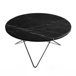 O Table Soffbord Ø80 cm, Svart/Svart marmor
