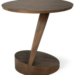 Oblic Sidobord Teak, Brun