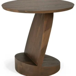Oblic Sidobord Teak, Brun