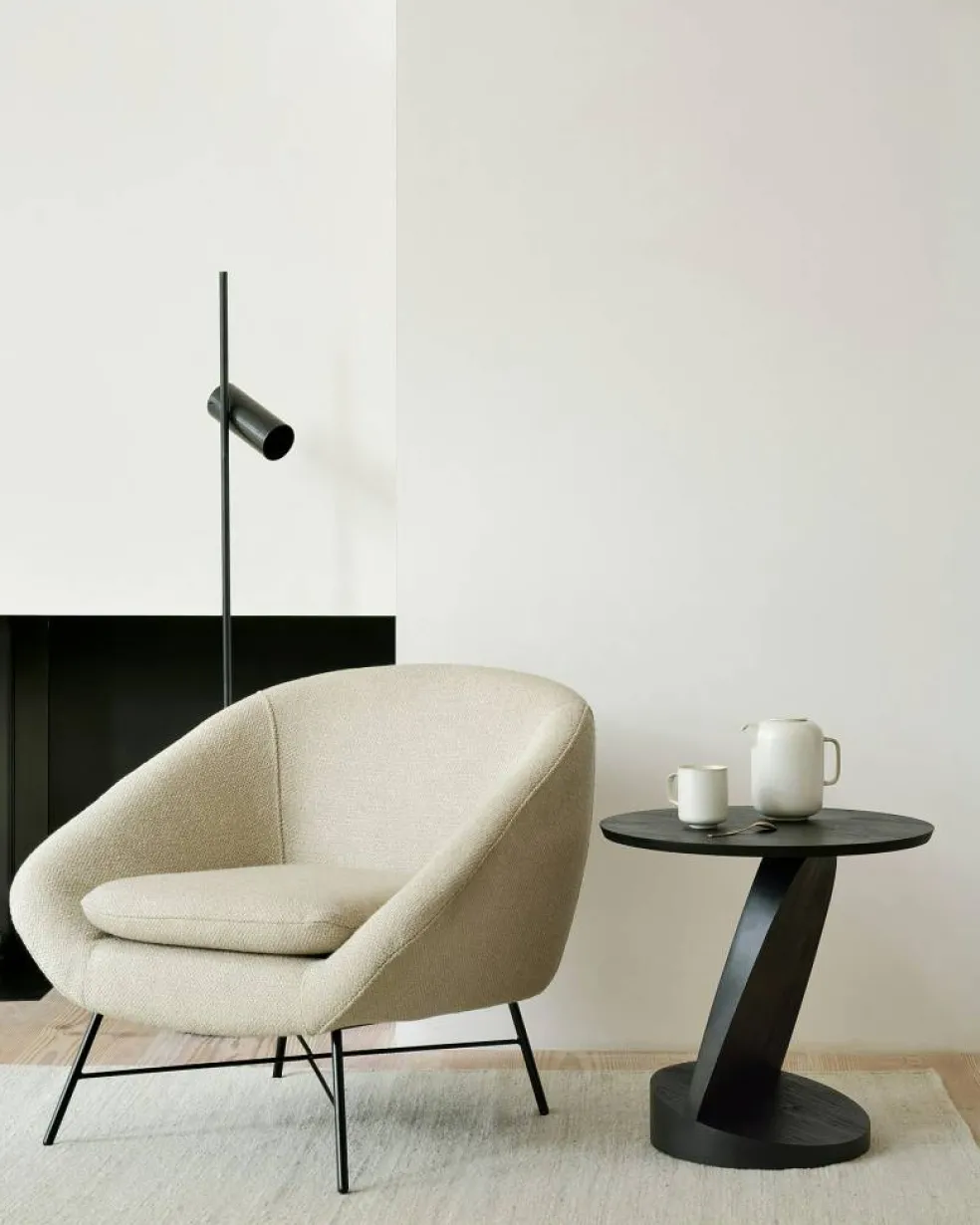 Oblic Sidobord Teak, Svart