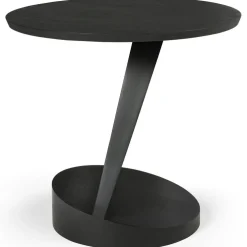 Oblic Sidobord Teak, Svart