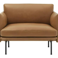 Outline Fåtölj, Svart Aluminium / Refine Leather Cognac