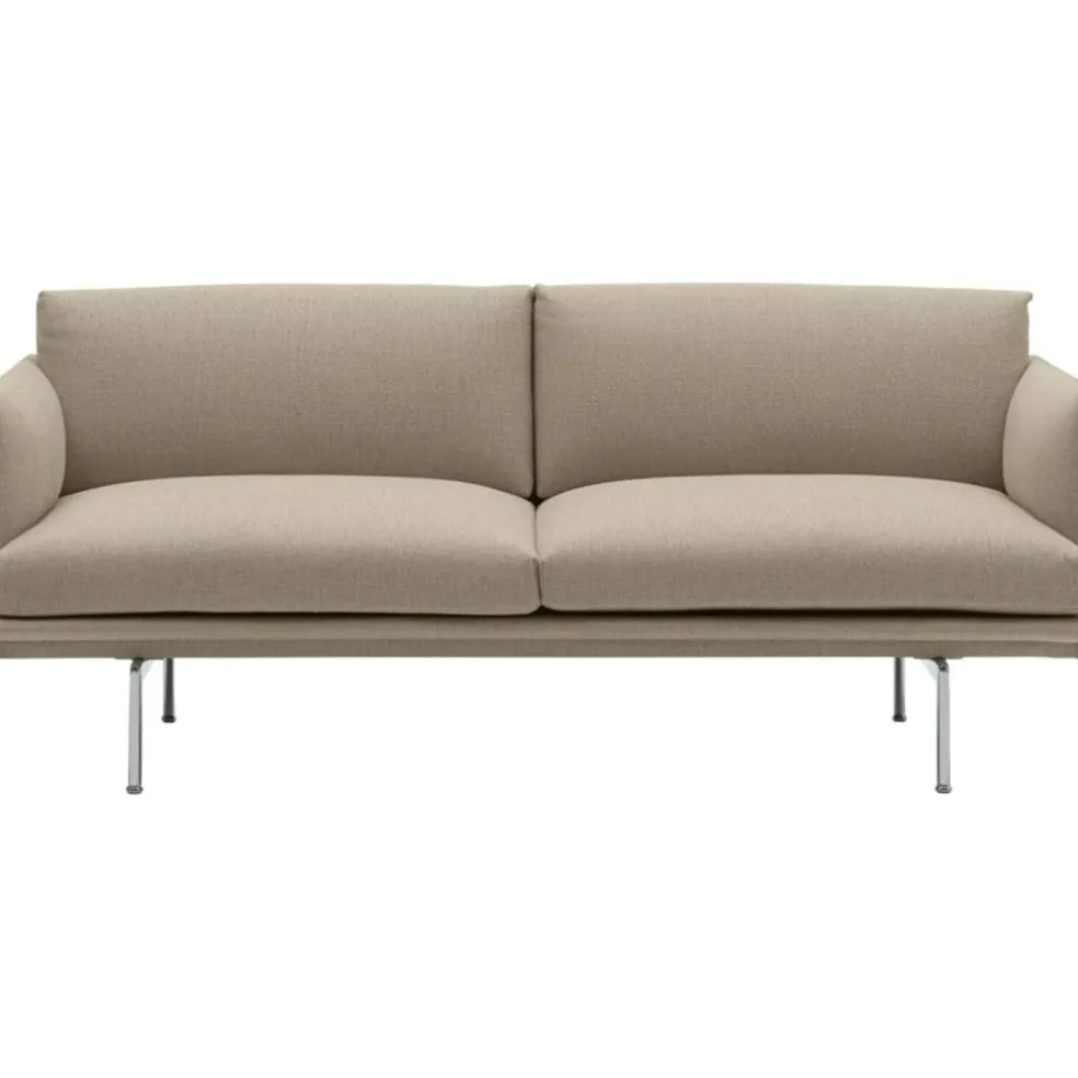 Outline Sofa / 2-Seater - Polished Aluminum Base - Ecriture 240/Polished Aluminum
