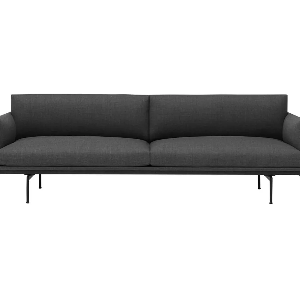 Outline Soffa 3-Sits, Svart Aluminium / Remix 163