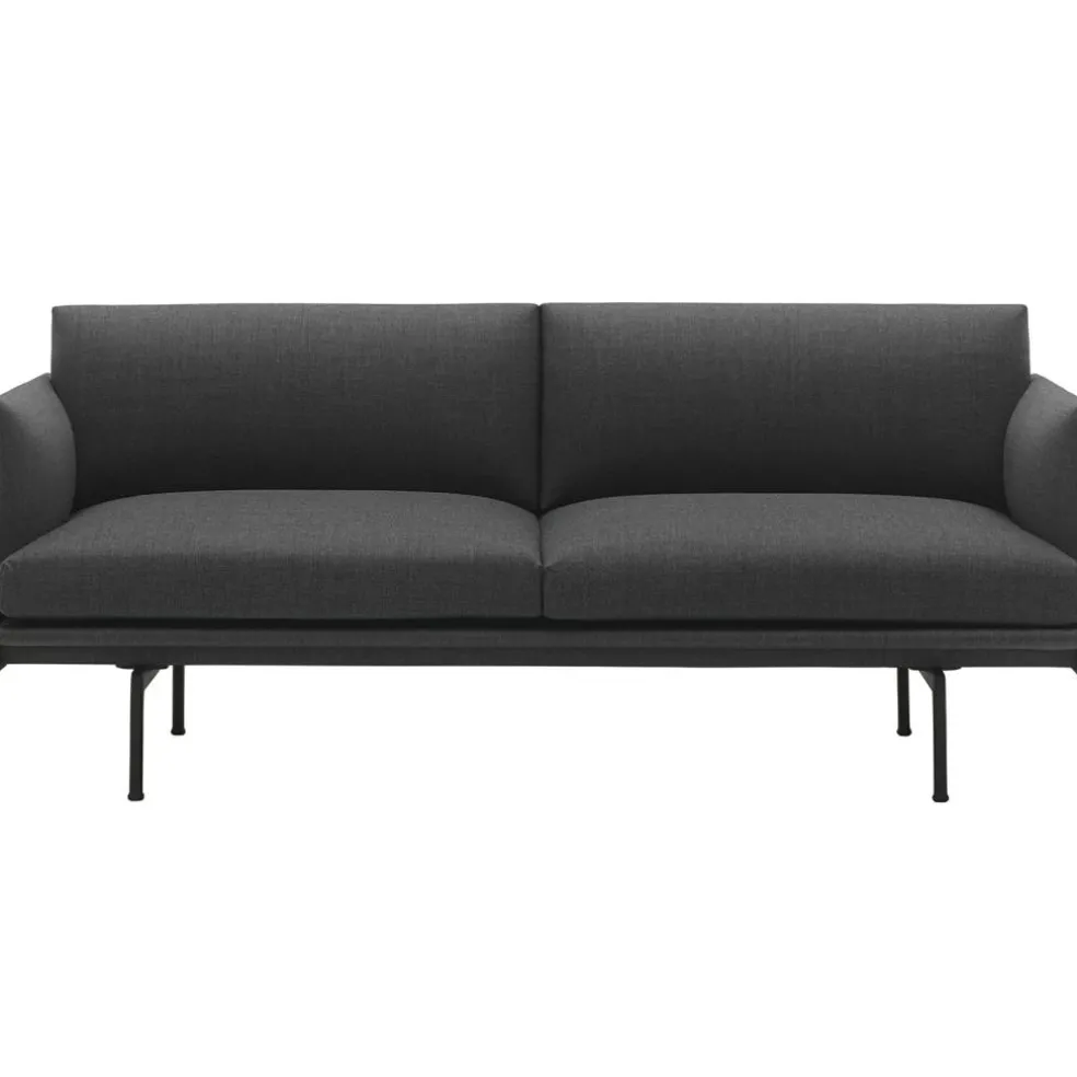 Outline Soffa 2-Sits, Svart Aluminium / Remix 163