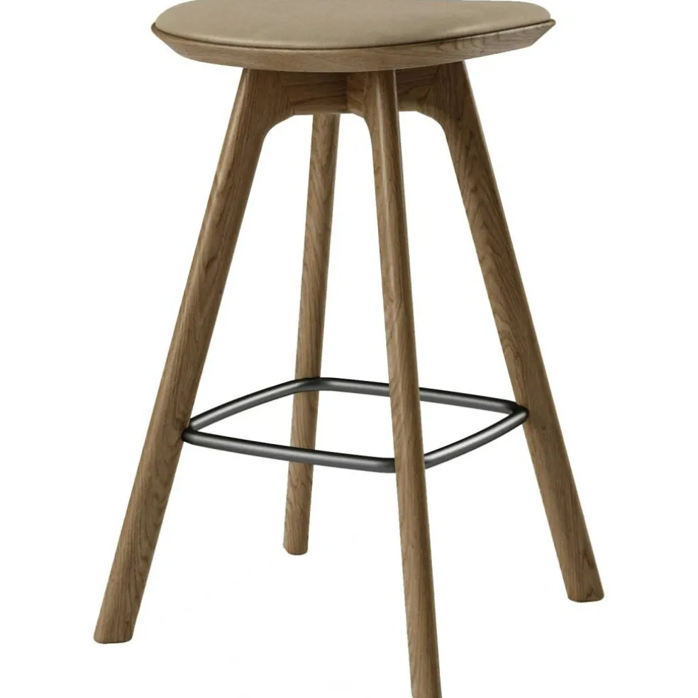 Pauline Barstol 75 cm, Oljad Ek / Läder Almond