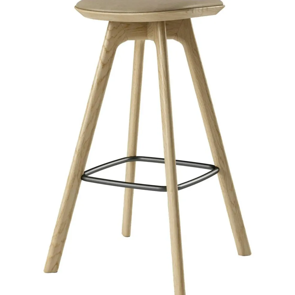 Pauline Barstol 75 cm, Oljad Ek / Läder Almond