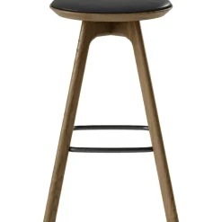Pauline Barstol 65 cm, Rökt Ek / Läder Svart