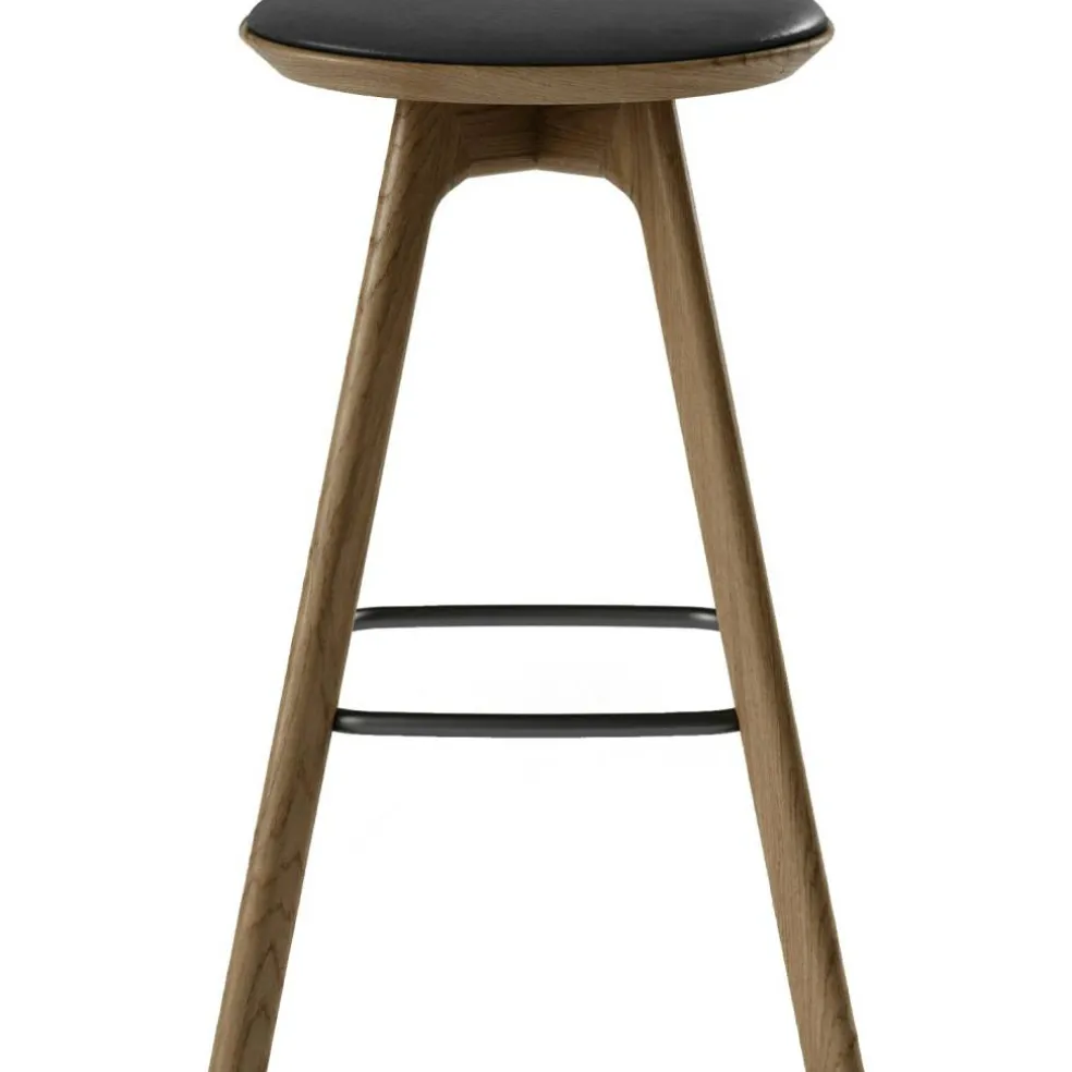 Pauline Barstol 65 cm, Rökt Ek / Läder Svart