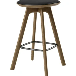 Pauline Barstol 65 cm, Rökt Ek / Läder Svart