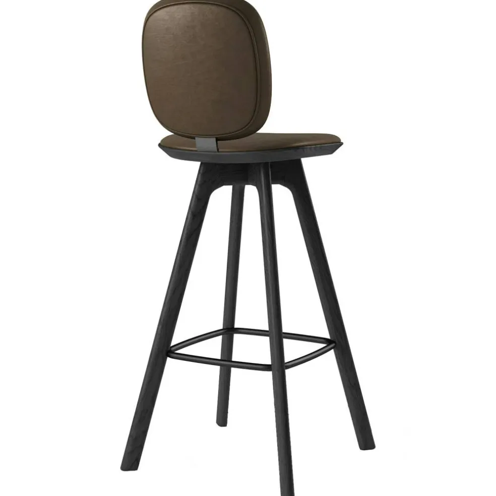 Pauline Comfort Barstol 75 cm, Svartlackad Ek / Läder Cinnamon