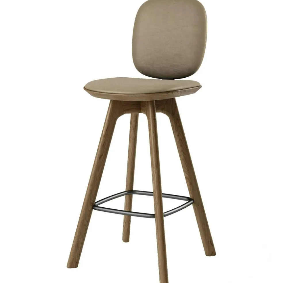 Pauline Comfort Barstol 75 cm, Rökt Ek / Läder Almond