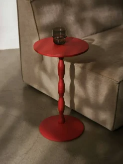 Pedestal Sidobord Ek, Röd