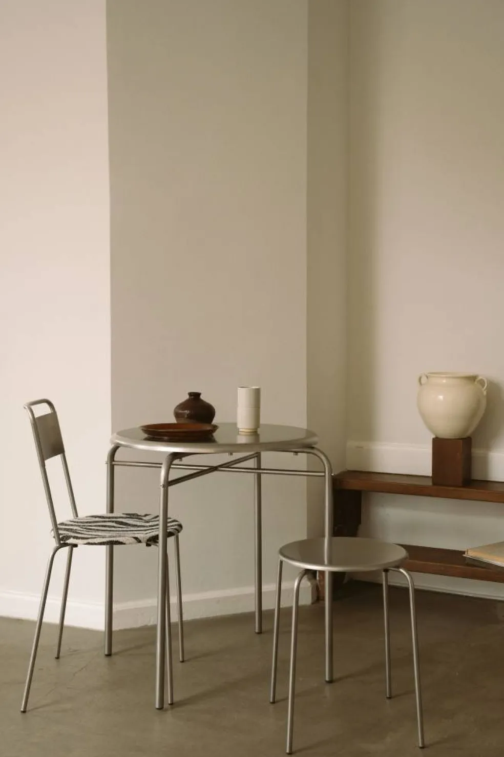 Petit Rond Bord Rostfritt Stål, Ø90 cm