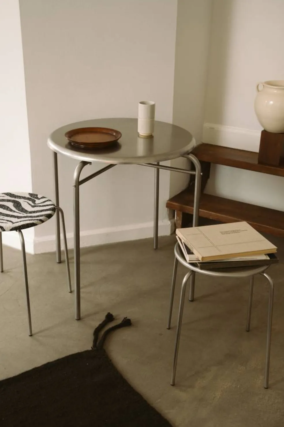 Petit Rond Bord Rostfritt Stål, Ø65 cm