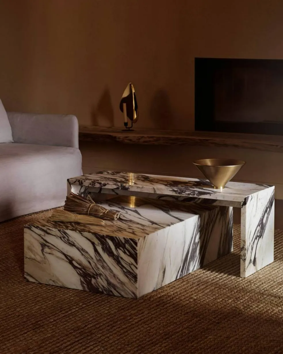 Plinth Low Soffbord 100x60 cm, Calacatta Viola Marmor