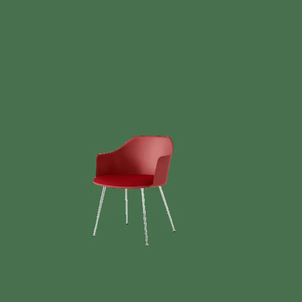Rely HW34 Matstol Med Armstöd Polstrad Sits Vermilion Red/Krom/Vidar 0556