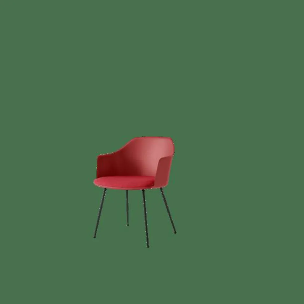 Rely HW34 Matstol Med Armstöd Polstrad Sits Vermilion Red/Svart/Hallingdal 680