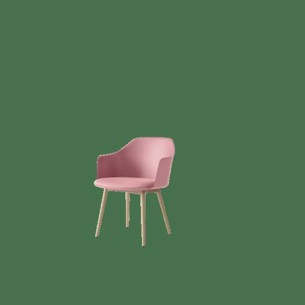 Rely HW77 Matstol Med Armstöd Polstrad Sits Soft Pink/Klarlackad Ek/Vidar 0622