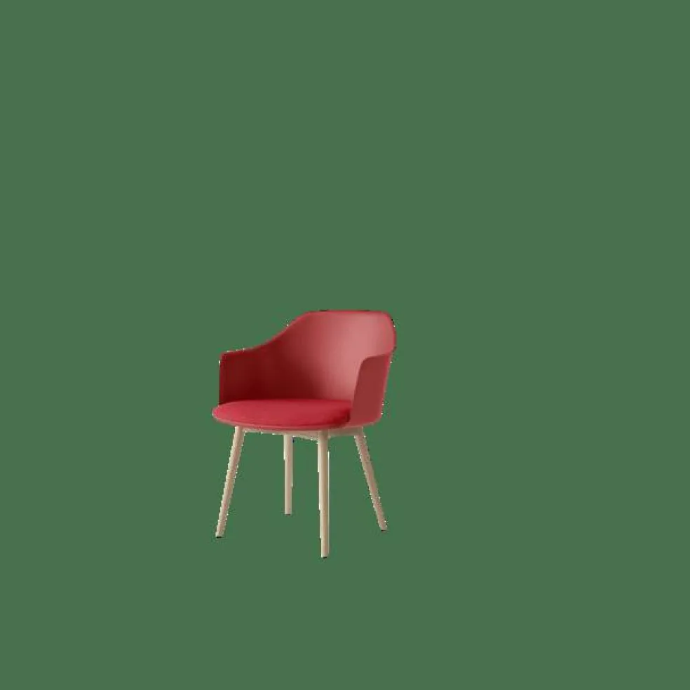 Rely HW77 Matstol Med Armstöd Polstrad Sits Vermilion Red/Klarlackad Ek/Hallingdal 680