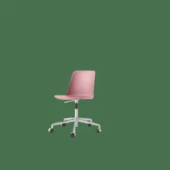 Rely HW28 Matstol Utan Armstöd Swivel Med Hjul Soft Pink/Aluminium