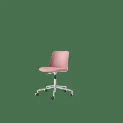 Rely HW29 Matstol Utan Armstöd Swivel Med Hjul Polstrad Sits Soft Pink/Aluminium/Vidar 0622