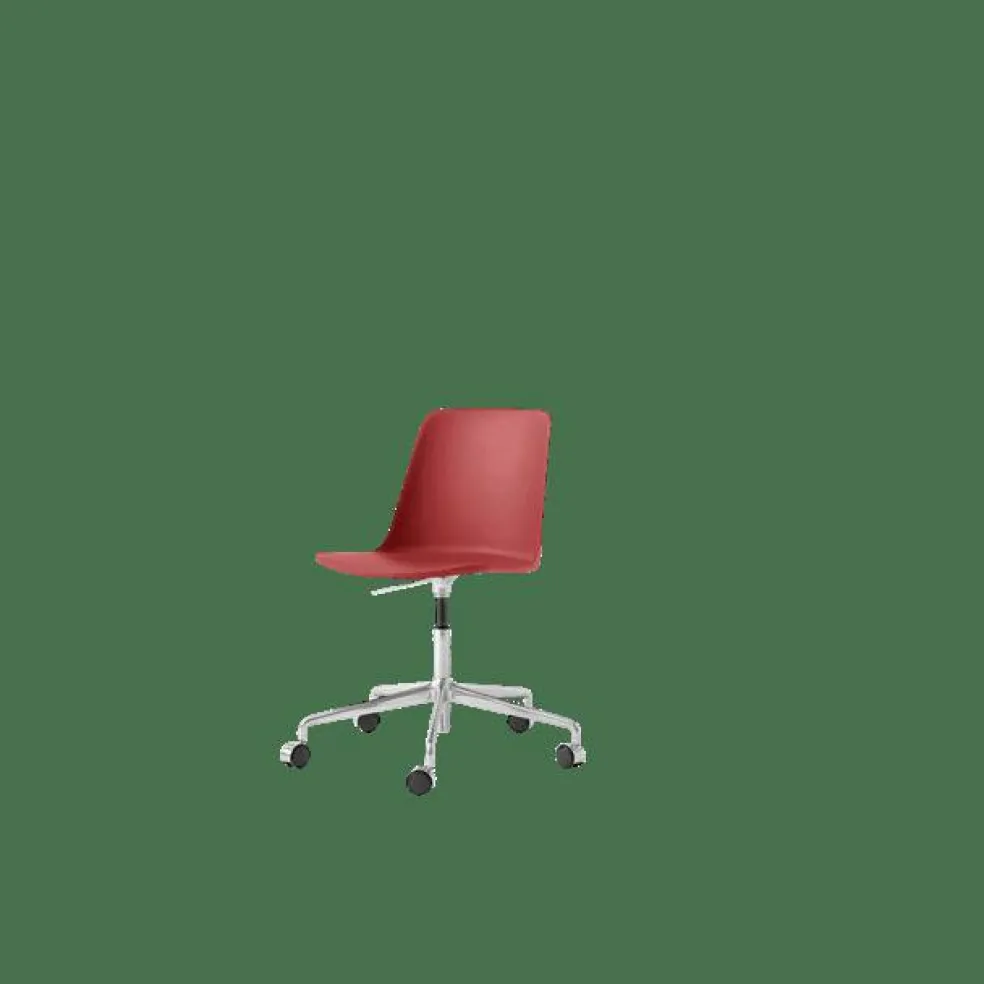 Rely HW28 Matstol Utan Armstöd Swivel Med Hjul Vermilion Red/Aluminium