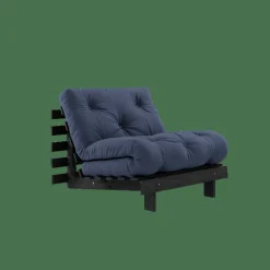 Roots Bäddsoffa Med Madrass 90x200 Svart Natt/Marinblå