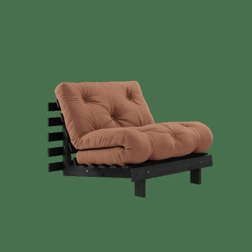 Roots Bäddsoffa Med Madrass 90x200 Svart Natt/Lerbrun