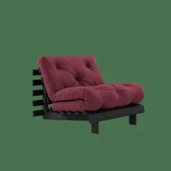Roots Bäddsoffa Med Madrass 90x200 Svart Natt/Bordeaux