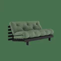 Roots Bäddsoffa Med Roots Madrass 160x200 Olivgrön/Svartlackerad