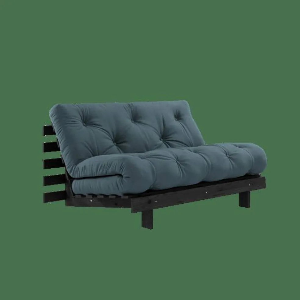 Roots Bäddsoffa Med Roots Madrass 140x200 Petroleum/Svartlackerad