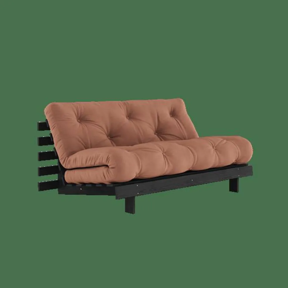 Roots Bäddsoffa Med Roots Madrass 160x200 Lerbrun/Svartlackerad