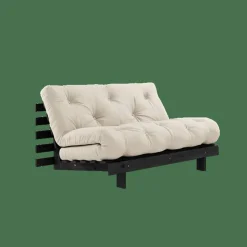 Roots Bäddsoffa Med Roots Madrass 140x200 Beige/Svart Lackerad