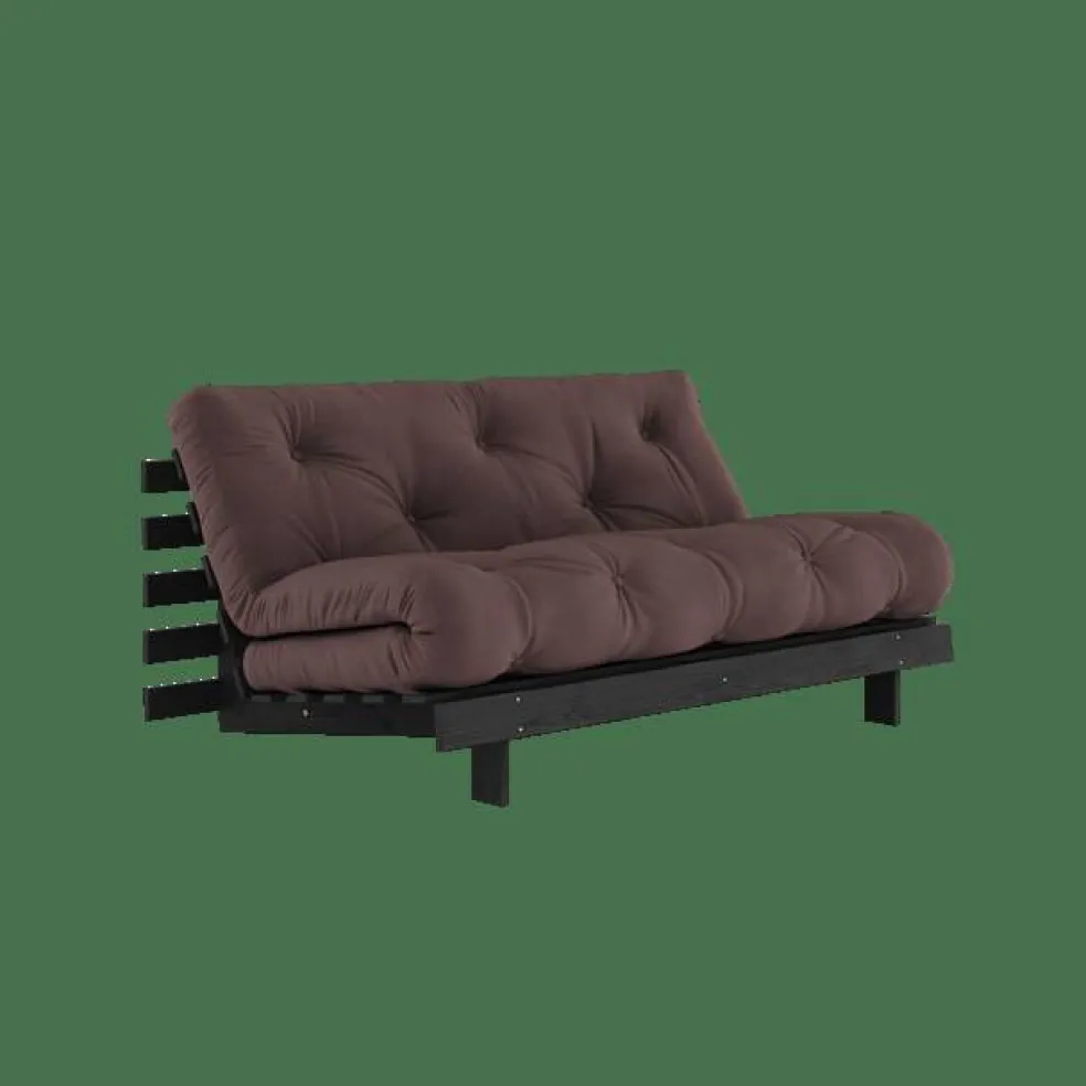 Roots Bäddsoffa Med Roots Madrass 160x200 Brun/Svart Lackerad