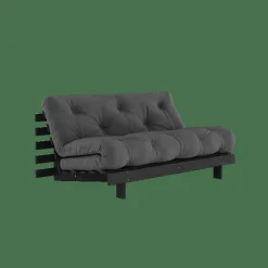 Roots Bäddsoffa Med Roots Madrass 160x200 Mörkgrå/Svart Lackerad