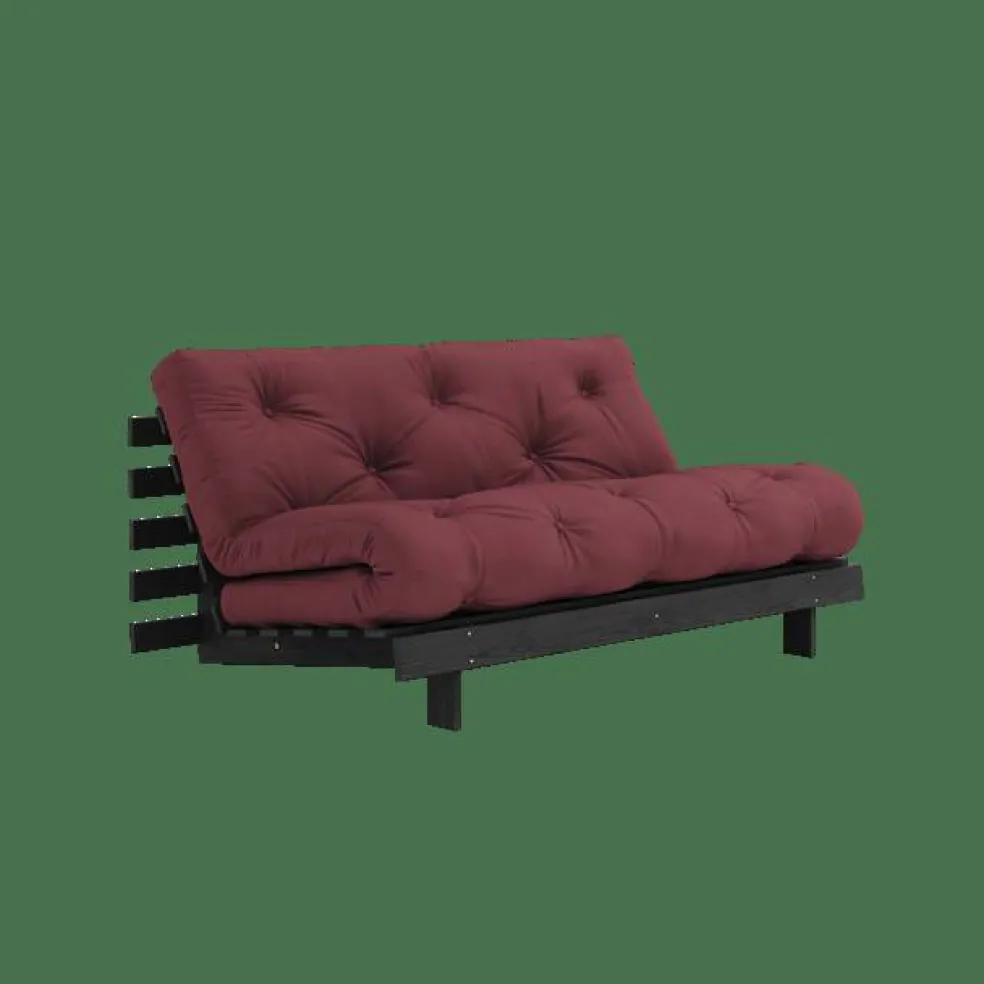 Roots Bäddsoffa Med Roots Madrass 160x200 Bordeaux/Svartlackerad
