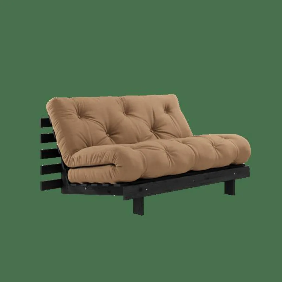 Roots Bäddsoffa Med Roots Madrass 140x200 Mocca/Svartlackerad