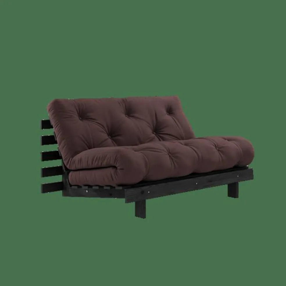 Roots Bäddsoffa Med Roots Madrass 140x200 Brun/Svart Lackerad