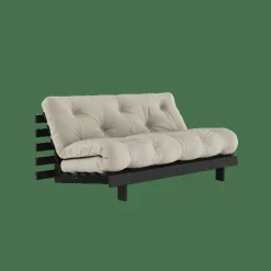 Roots Bäddsoffa Med Roots Madrass 160x200 Linne/Svartlackerad