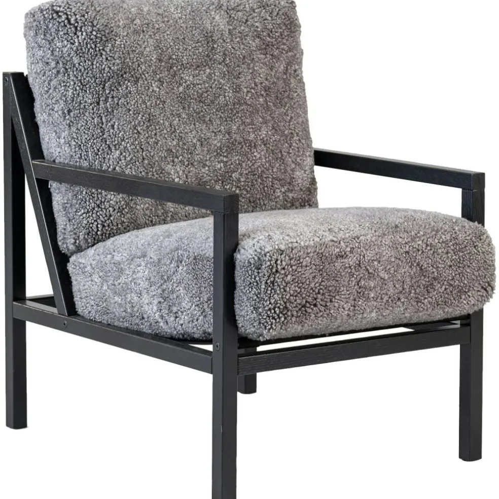 Seventy Five Wood Fåtölj, Svart Ek / Fårskinn Scandinavian Grey