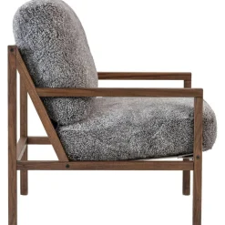 Seventy Five Wood Fåtölj, Valnöt / Fårskinn Scandinavian Grey
