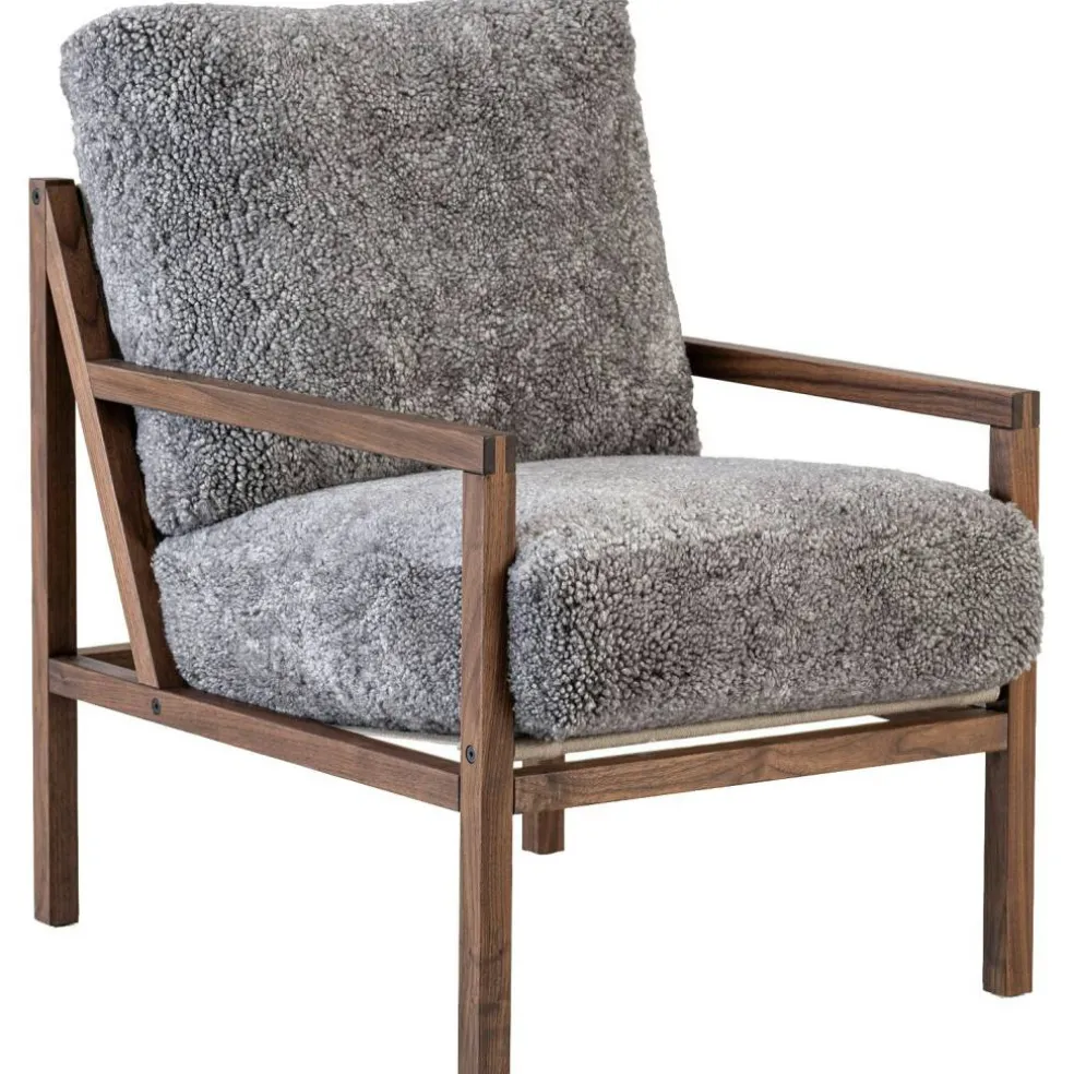 Seventy Five Wood Fåtölj, Valnöt / Fårskinn Scandinavian Grey