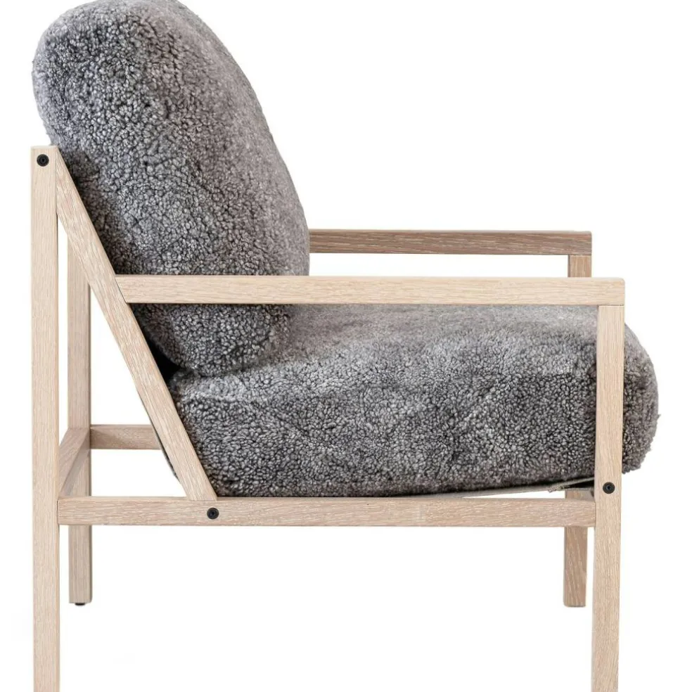 Seventy Five Wood Fåtölj, Vitpigmenterad Ek / Fårskinn Scandinavian Grey
